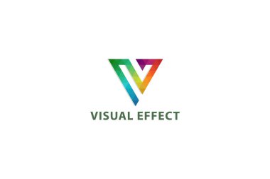 V harfi yaratıcı renkli ızgara sistemi estetik teknoloji iş logosu