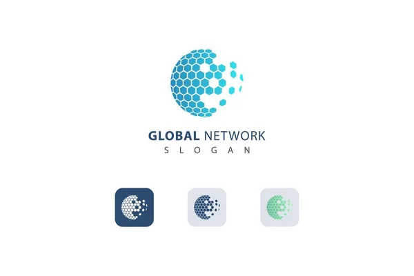 Globales Netzwerk Technologisches Modernes Logo — Stockvektor