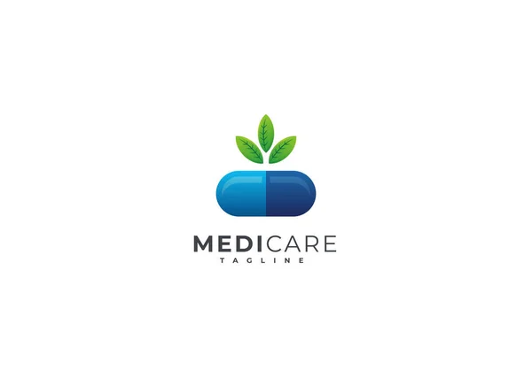 Medicare Medicinsk Hälsa Naturliga Kapsel Modern Medicin Logotyp — Stock vektor