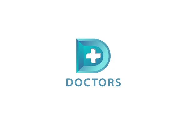 Logo Dokter Warna Biru Kreatif - Stok Vektor