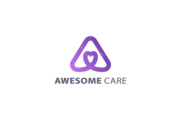 Brev Lila Färg Kreativa Hjärta Form Awesome Vård Företag Logotyp — Stock vektor