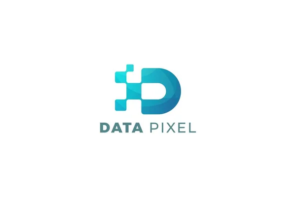 Επιστολή Δεδομένα Pixel Δημιουργική Μπλε Χρώμα Τεχνολογικό Σχεδιασμό Λογότυπο Της — Διανυσματικό Αρχείο