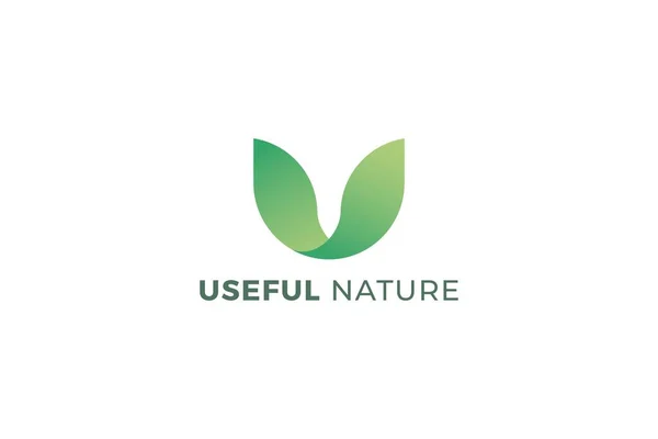 Buchstabe Grüne Farbe Blatt Nützliche Natur Logo — Stockvektor