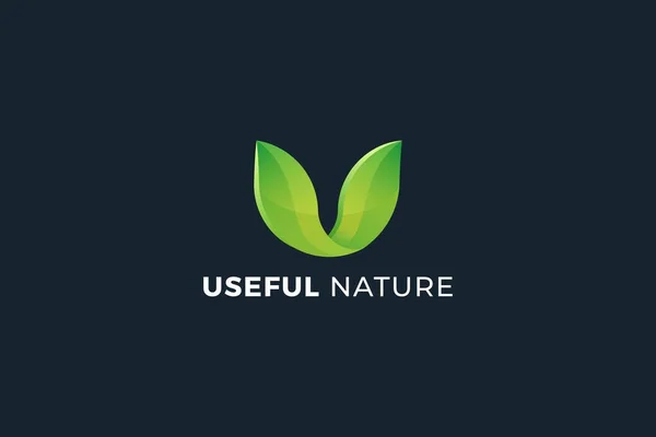 Buchstabe Grüne Farbe Blatt Natürliche Umweltfreundliche Logo — Stockvektor