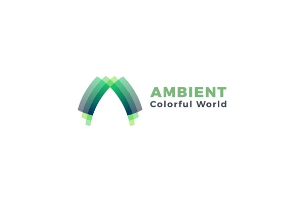 Brev Grön Färg Modern Teknik Sköld Logotyp — Stock vektor