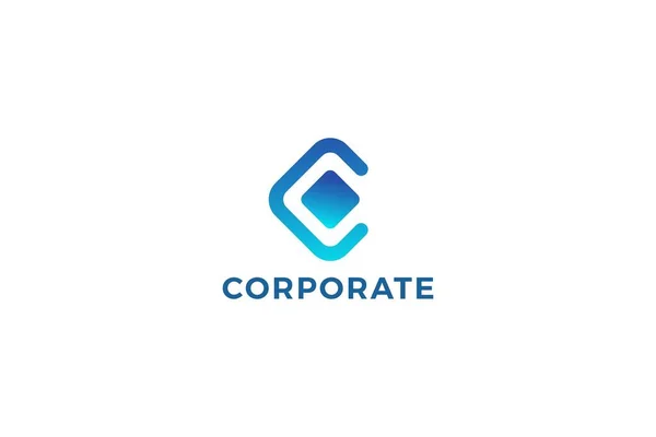 Lettre Couleur Bleue Boîte Cubique Logo Commercial Technologique — Image vectorielle