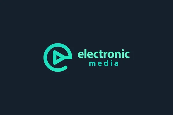 Lettre Couleur Verte Support Électronique Simple Minimal Logo Commercial Plat — Image vectorielle