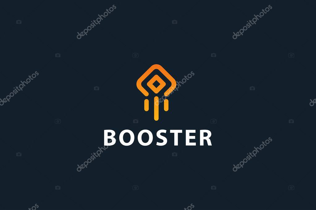 Speedy Rocket space ship velocity booster logo