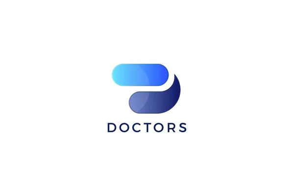 Brev Blå Färg Kreativa Awesome Teknik Kapsel Läkare Logotyp — Stock vektor