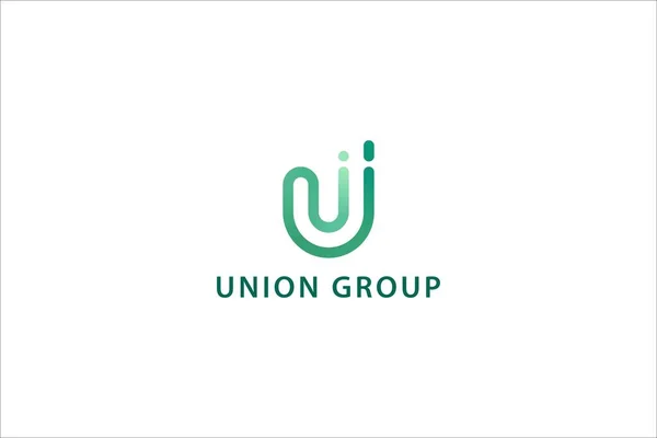 Γράμμα Απλή Και Γραμμή Τέχνη Δημιουργική Πράσινο Χρώμα Ένωση Ομάδα — Διανυσματικό Αρχείο