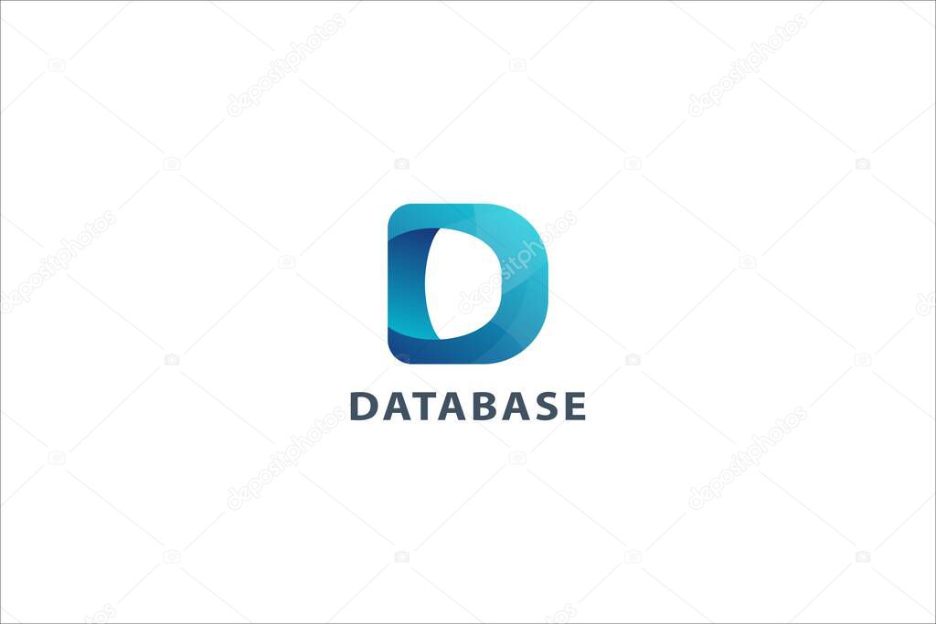 Letter D blue colour 3d creative modern database logo