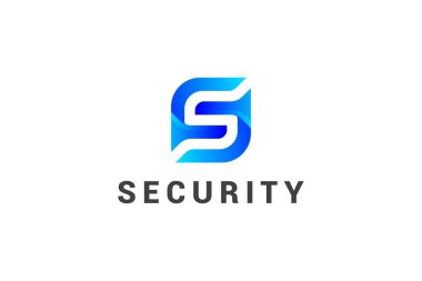 S 3D mavi renkli yaratıcı teknolojik güvenlik logosu