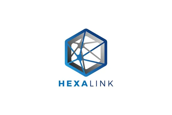 Hexagonális Kapcsolat Absztrakt Logó Tervezés — Stock Vector