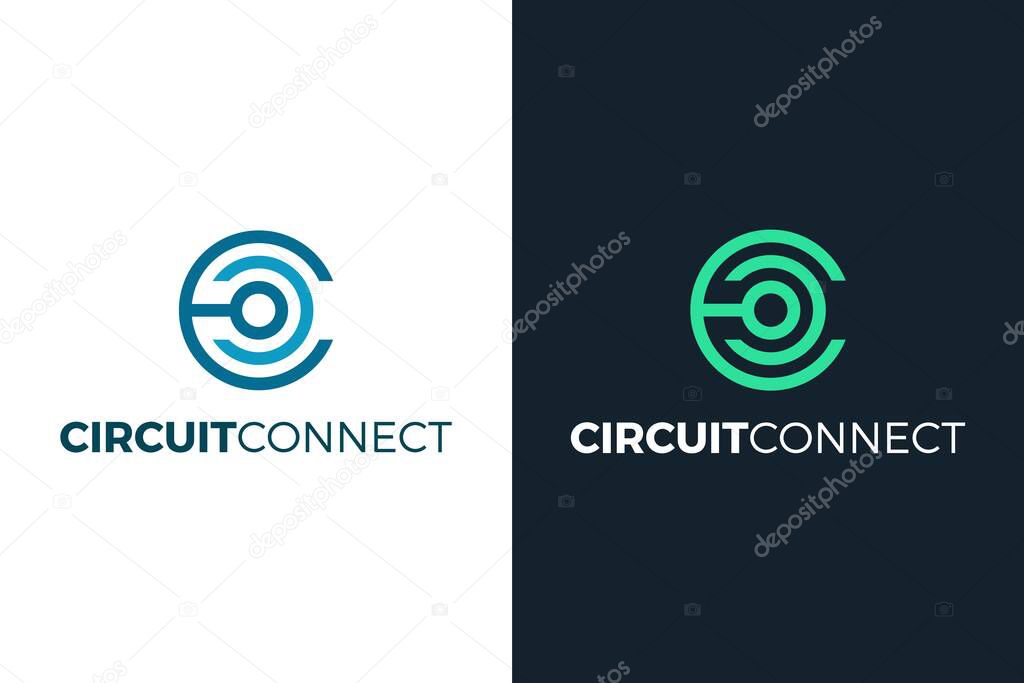 Letter c circuit connect technology logo