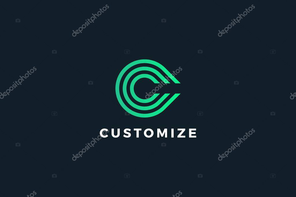 Letter c green color customize abstract logo design
