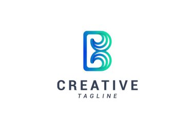 B harfi. Sanat eseri. Mavi renk. 3 boyutlu doğal logo.