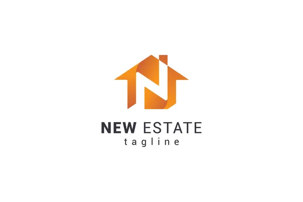 Letra Creativo Naranja Color Moderno Logo Inmobiliario — Vector de stock