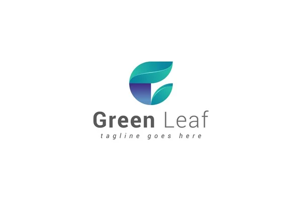 Lettre Créatif Vert Feuillu Logo Naturel — Image vectorielle