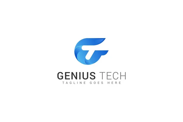 Letra Creativo Tecnología Moderna Azul Degradado Color Logo — Vector de stock