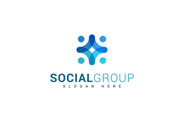 Gruppo Sociale Unità Logo Colore Blu — Vettoriale Stock