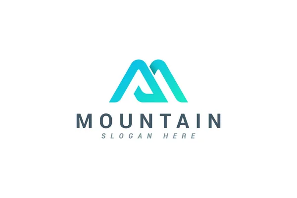 字母M创意蓝色山地标志 图库插图