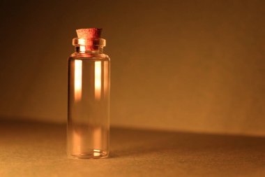 Sıcak ışıkta mantar tıpalı cam şişe