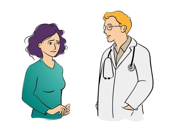 Kadın hasta erkek doktor vektör konuşuyor
