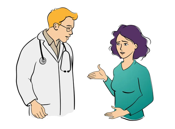 Female Patient Male Doctor Talking Vector — Stock Vector