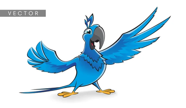 Papağan çizgi filmi mavi maskot mutlu vektör