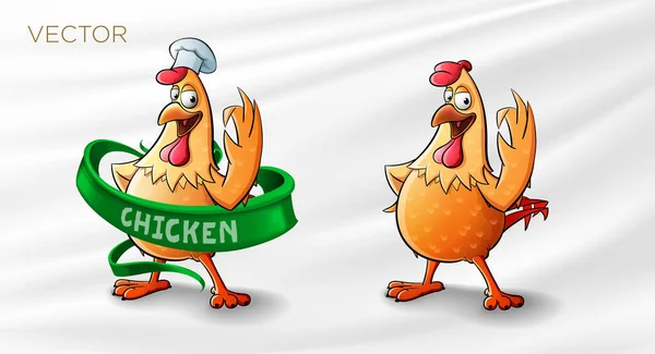 Yeşil kurdeleli mutlu tavuk çizgi filmi harika bir tabela yapıyor.