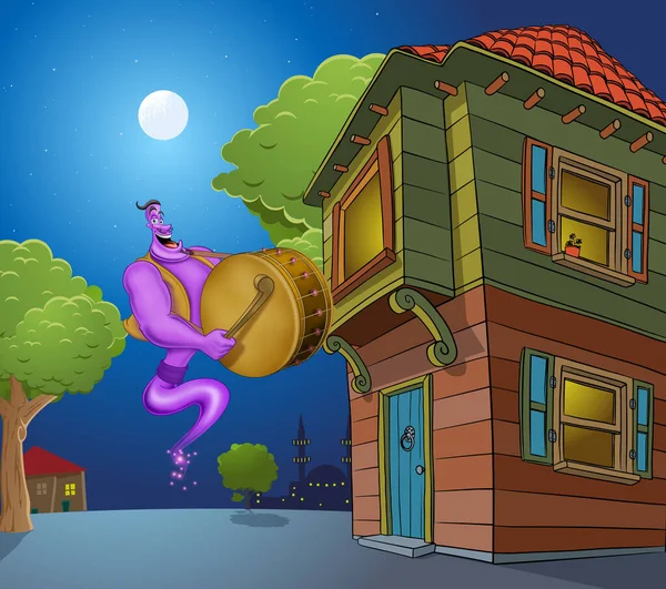 Aladdin sihirli lamba mor cin Ramazan davulcu eski evler cadde caddesi fırın gecesi camisi Ramazan ayı
