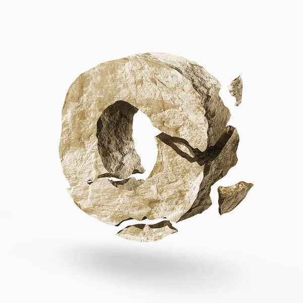 Taş harf O 3D 0 kırık taş parçaları