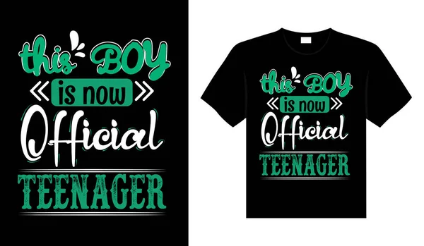 Deze Jongen Officiële Teenager Vintage Typografie Shirt Design — Stockvector