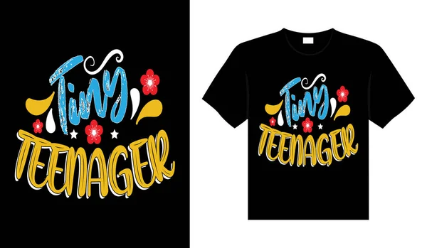 Tiny Teenager Vintage Typografia Shirt Design — Wektor stockowy