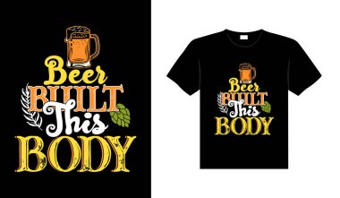 Bira tipografi vektörü baskı için illüstrasyon vintage t-shirt tasarımı