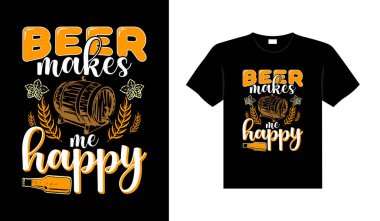 Bira tipografi vektörü baskı için illüstrasyon vintage t-shirt tasarımı