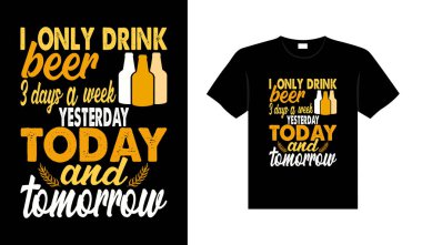Bira tipografi vektörü baskı için illüstrasyon vintage t-shirt tasarımı