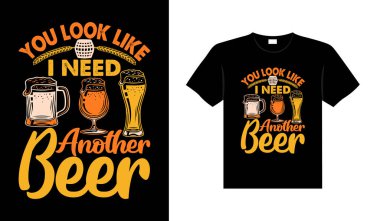 Bira tipografi vektörü baskı için illüstrasyon vintage t-shirt tasarımı