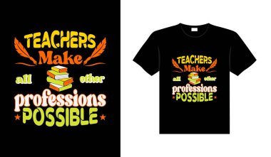 Öğretmen klasikleşmiş renkli harfler tipografi tişörtü tasarımı