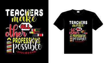 Öğretmen klasikleşmiş renkli harfler tipografi tişörtü tasarımı