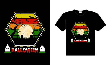 Halloween horror vintage t-shirt design, scary print template vector graphics, high-quality typography illustration shirt design