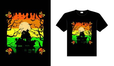 Halloween horror vintage t-shirt design, scary print template vector graphics, high-quality typography illustration shirt design