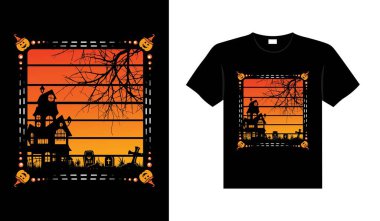 Halloween horror vintage t-shirt design, scary print template vector graphics, high-quality typography illustration shirt design