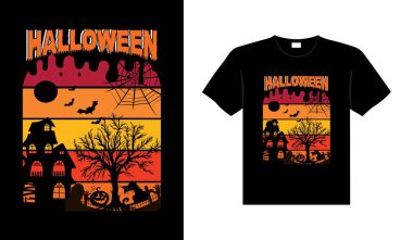 Halloween horror vintage t-shirt design, scary print template vector graphics, high-quality typography illustration shirt design