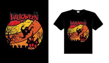 Halloween horror vintage t-shirt design, scary print template vector graphics, high-quality typography illustration shirt design