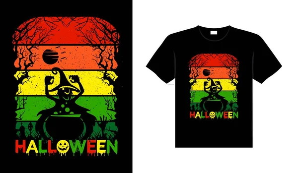 Halloween Horror Vintage Shirt Design Scary Print Template Vector Graphics — Stock Vector