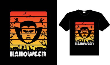 Halloween horror vintage t-shirt design, scary print template vector graphics, high-quality typography illustration shirt design