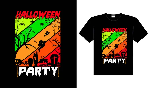 Halloween Horror Vintage Shirt Design Scary Print Template Vector Graphics —  Vetores de Stock