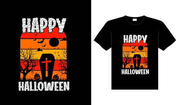 Halloween Horror Vintage Shirt Design Scary Print Template Vector Graphics — Archivo Imágenes Vectoriales