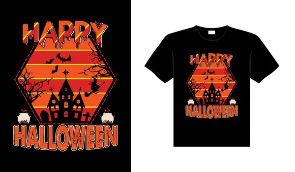 Halloween Horror Vintage Shirt Design Scary Print Template Vector Graphics —  Vetores de Stock